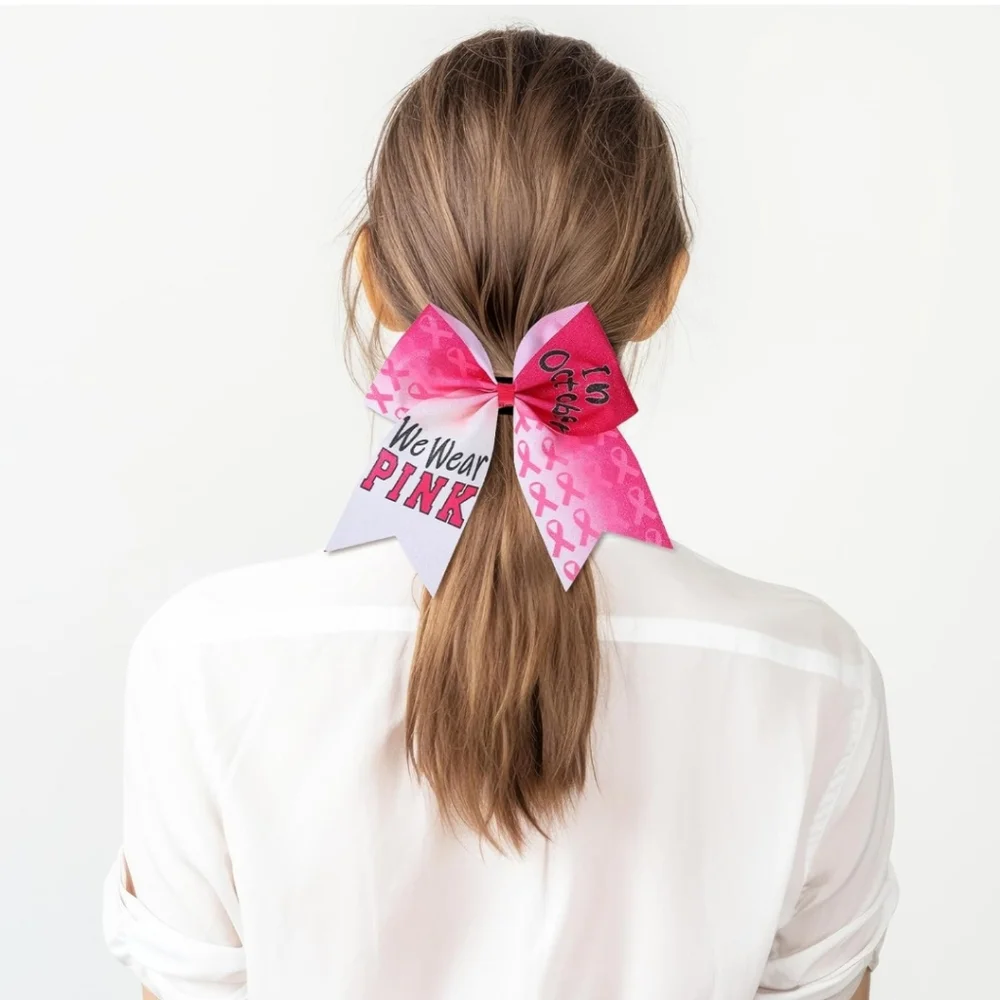 3 Pcs Breast Cancer Awareness Bow Hair Ties